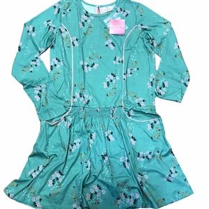 Hanna Andersson Girls Blue Floral Dress 160cm